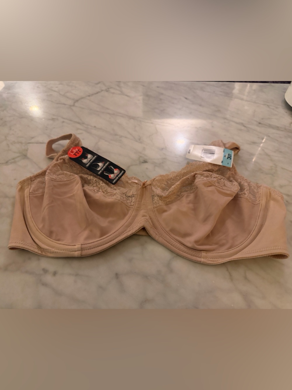Lilyette LilyFit Nude Lace-Trim Full Coverage Bra - 40C NWT
